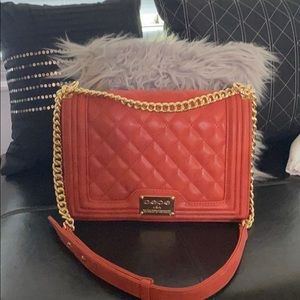 Orange gold chain purse